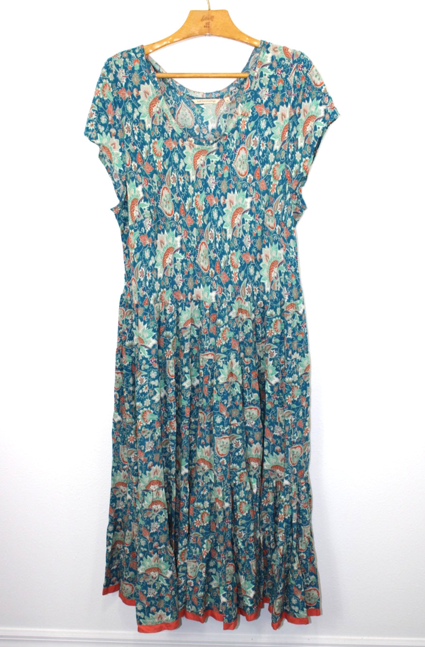 Soft Surroundings Dress Size 2X Tiered Flowing Kara Maxi Framboise Paisley
